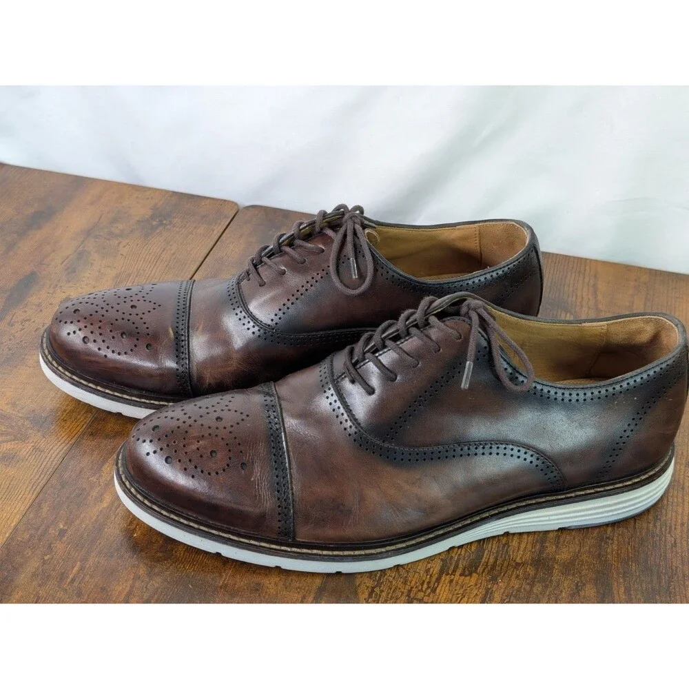 Belvedere Lampard Men's Brown Leather Hybrid Cap Toe Oxford Shoes Size 8.5 D